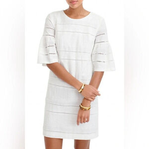 J. Crew  Women's Factory Flutter Sleeve Eyelet Shift Dress White Size 4